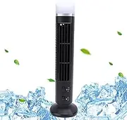 Bladeless Tower Fan, 90° Oscillating Adjustable Speed USB Desk Fan with Light, Personal Quiet Fan for Home Bedroom Office (Black)