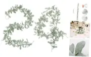 2-Pack Artificial Lambs Ear Garland 6.2ft, Faux Flocked Greenery Vine with