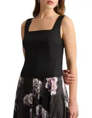 [David Lawrence] Tabitha Stretch Linen Tank in Black