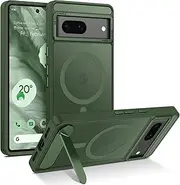 [GUAGUA] for Google Pixel 7 Case with Stand, Magnetic Cases with Foldable Invisible Stand Translucent Matte Back Slim Protective Shockproof Kickstand Phone Case for Google Pixel 7 6.3", Green