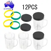 16x 16OZ Replacement Cups w/ Handle & Lids for 250W Magic Bullet Blender MB1001