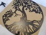 METAL~ Hollowed Iron Wall Hanging ~ TREE OF LIFE W/ 3 BIRDS~ 11 " X 11"