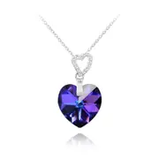 Double Heart Silver And Blue Stone Necklace