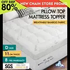 STARRY EUCALYPT Bamboo Fibre Pillowtop Mattress Topper Underlay Pad 11cm Double