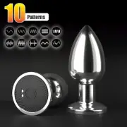 Anal Butt Plug Vibrator Metal Dildo Prostate Massager Remote Control Men Sex Toy