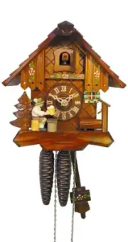 Cuckoo Clock Black Forest House, Beer Drinker 1.0307.01.C NEW