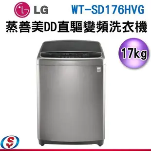 17公斤 LG 樂金 6MOTION DD 直立式變頻洗衣機 不銹鋼銀 WT-SD176HVG