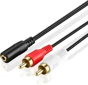 OBVIS 3.5mm to RCA Stereo Audio Cable Adapter - Female to Male Bi-Directional AUX Auxiliary Headphone Jack Plug Y Splitter to Left/Right 2RCA Male Connector Plug Wire Cord