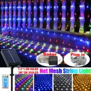 Solar LED Net Mesh Lights Curtain Fairy String Garden Wedding Party Xmas Decor