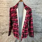 Lucky Brand Lined Shacket Plaid Flannel Button Down Red Black Womens Size XL NWT