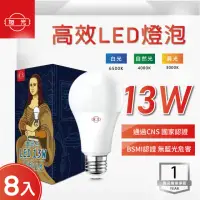 在飛比找momo購物網優惠-【旭光】LED E27 13W 全電壓 球泡 白光 黃光 自