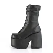 Demonia Camel-250 Black Vegan Leather Platform Boots • Ships in 2-4 Weeks • G...