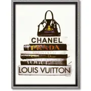 [Japan Used Bag] Homage Canvas Art Black Bag Book Stack M Size Bc-12060 / Prada
