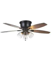 H B Stoneridge 52 in. Indoor/Outdoor LED Matte Black Hugger Ceiling Fan w/ Light