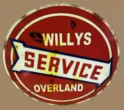 Nostalgic Willys Overland Service Aluminum Tin Metal 12" Round Sign