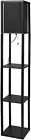 Floor Lamp Storage Shelf LED Wood Standing Reading Corner Light Black