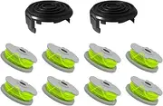Eyoloty WA0014 20ft 0.080" String Trimmer Line for Worx WG168 WG184 WG184.9 WG190 WG191 Weed Eater String Edger Line Refills Parts Auto-Feed with WA0037 524577 Cap Covers (8 Spool,2 Cap)