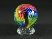 New for 2025, Sam Hogue 3"+ Glittering Fiery Flame handmade marble.