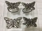 Welforth G#129 Fine Pewter Enamel Butterfly Napkin Ring Holders