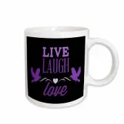 3dRose Live, Laugh, Love In Purple With A Heart And Two Birds Mug