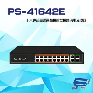 昌運監視器 PS-41642E 十六埠 16port 超高速 智慧 網管型 網路供電交換器 (10折)