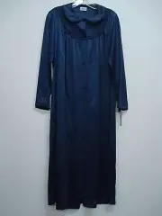 USA Made Nancy King Lingerie Long Robe Size Medium Navy #776Q