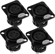 Vaguelly 4pcs Xlr Connector Pin Panel Mount Microphone Adapter Durable Plating for Stable Signal Transmission Easy Installation for Audio Setup