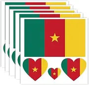 20 PCS Cameroon Flag Temporary Tattoo,Cameroonians Banner Rectangle Heart Tattoos Decoration Decal, Waterproof Sticker for Party Parade Sport Carnival Classroom