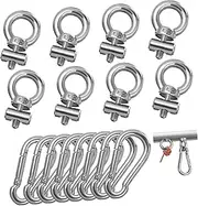 Generic 8 Sets Kayak Track Eyelet Mounts with Spring Snap Hooks Heavy Load Capacity Track Accessories for Kayak Fishing and Rv Awning Systems
