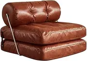 Folding Sofa Bed Chair, Sitting and Lying Retro Leather Art Lazy Living Room Leisure Chair with Flexible Backrest Sectional Sofa Modern Couch Sleeper, for Living Room Apartment Lounge