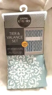 Living Colors CARTHAGE set Tier (two 27"x36") & Valance (54" x 13")