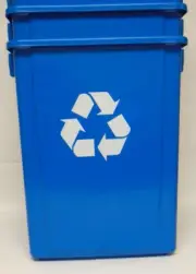 2 Pcs. Plastic Recycling Bins 10.5 Gallon Stackable Trash Can Blue Bins No Lid