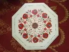 12" Antique Design Inlay Work Coffee side Table Top White Marble Center Table