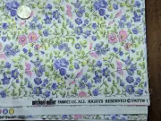 1Yd/43" 100%cotton MICHAEL MILLER Fab "WHITE w/Pink & Lavender Flowers", NEW BTY