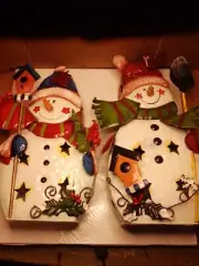 Christmas Metal/Tin Snowman Candle Holder Votive Lantern