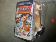 NEW Rudolph Red Nosed Reindeer Island of Misfit Toys VHS & NEW Rudolph Plush(N33