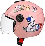 Kids Retro Electric Motorcycle 3/4 Half Helmet, DOT Approved Children's Open Face Motorbike Helmet,Youth Vintage Scooter Moped Helmet ATV Street Helmet B,50-56cm