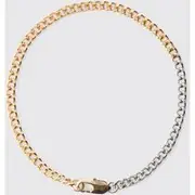 Mens Two Tone Metal Chain Bracelet In Gold