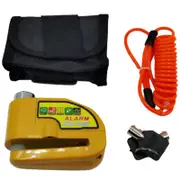 110 dB Alarm Sound Disc Brake Padlock with Reminder Cable and Carrying Bag for Motorcycle Bicycle-Orange