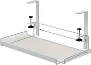 AIMALL Adjustable Under Desk Storage Shelf, Non-Perforated Wire Management Rack, 14.4x7.9 Inches, White Mesh, Ideal for Cable & Accessory Organization