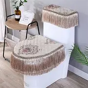 APTPKGDFDK 3pcs Toilet Seat Cover Blue Beige Tank Cover Hotel Decoration Toilet Case Bathroom Washable Closestool Seat Cover Toilet seat(Beige)