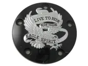 Black with Chrome Live To Ride Ignition Timing Timer Cover for Harley Twin Cam