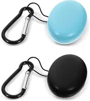 Thinp 2 Pcs Earplug Case,Loop Earplugs Case Loop Case Ear Plug Case Oval Earplug Holder with Keychains Potable Mini Carry Case for Earplugs Business Trip Storage Trinkets Pills(Black,Blue)