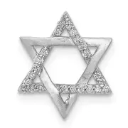 14k White Gold 1/10ct Diamond Star of David Chain Slide Pendant