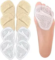 Premium Metatarsal Pads for Women- Silicone Ball of Foot Cushion Inserts for All Day Pain Relief (Light yellow+transparent)