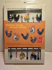 Vintage Global Amici Chicken Clutch Swizzle Sticks Rooster