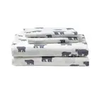 Bear Family 4-Piece White and Gray Graphic Flannel Full Sheet Set
