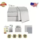 Luxurious 600 TC 100% Supima Cotton Sheets - King Size 4-Piece Set, Light Grey