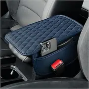 Arm Rest Cover for Car,Leather+Memory Foam Center Console Cover with Storage Bags,Universal Middle Console Cover Car Accessories Interior for Most Cars Center Consoles (Blue)