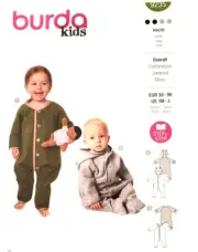 Burda 9235 Babies' Jumpsuit Sizes 1-3 months Sewing Pattern *NEW*